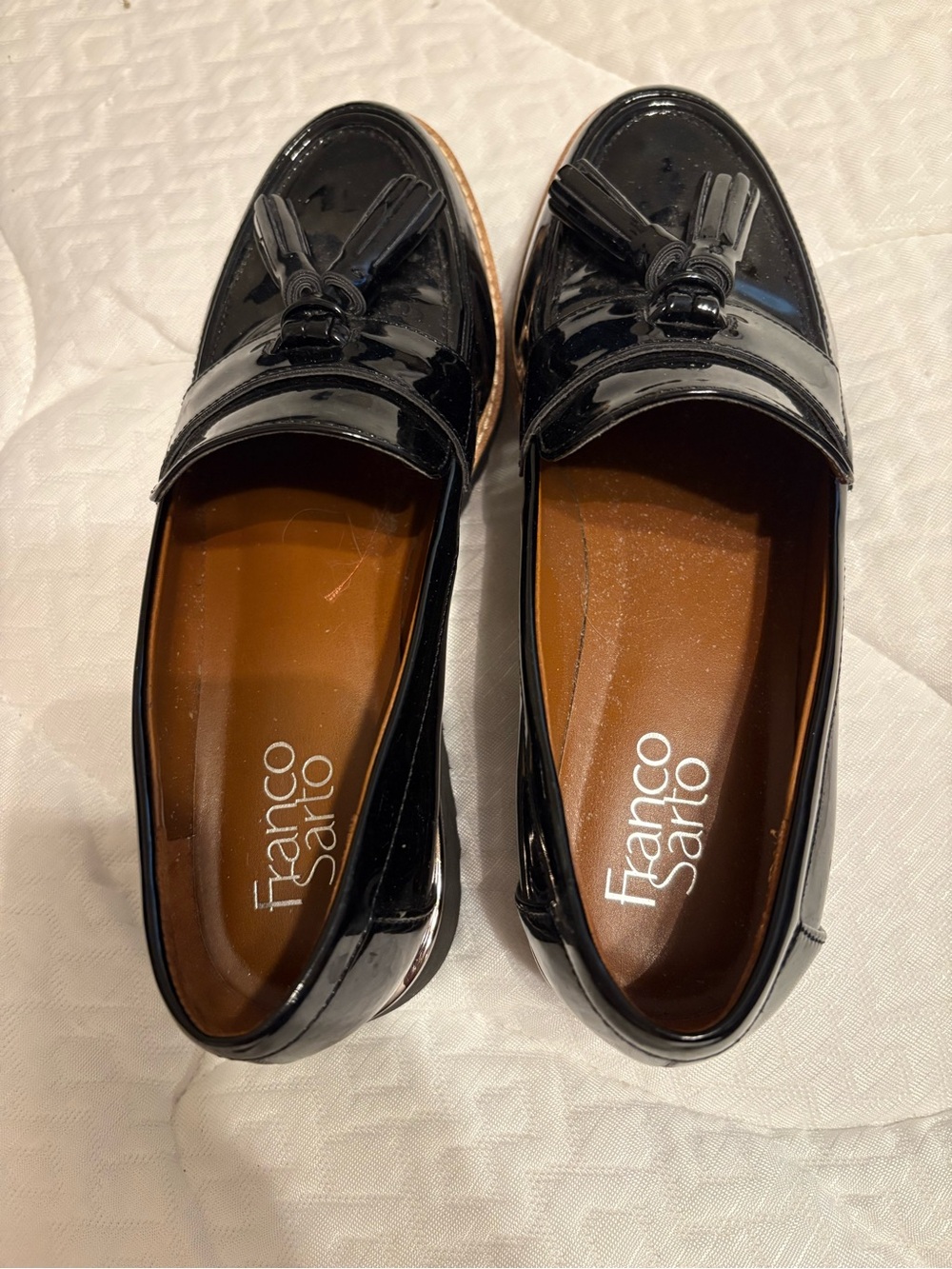 Franco Sarto Black Patent Tassel Loafers - Picture 2 of 4